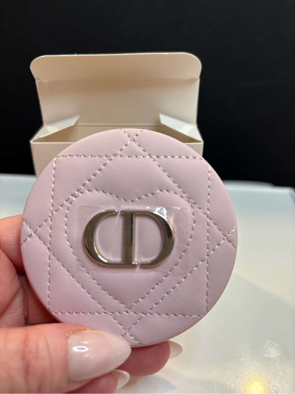 Dior GWP Quilted Light Pink Compact Case with Silver CD Emblem